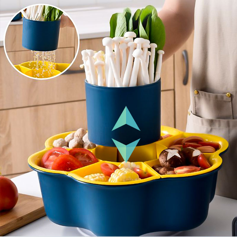 [Practical Gift Choice] Rotating Hot Pot Dish Vegetable Drainer Tray