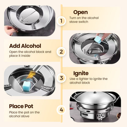 🔥HOT SALE - OVER 800 SOLD!🏆Windproof Alcohol Stove with Pot